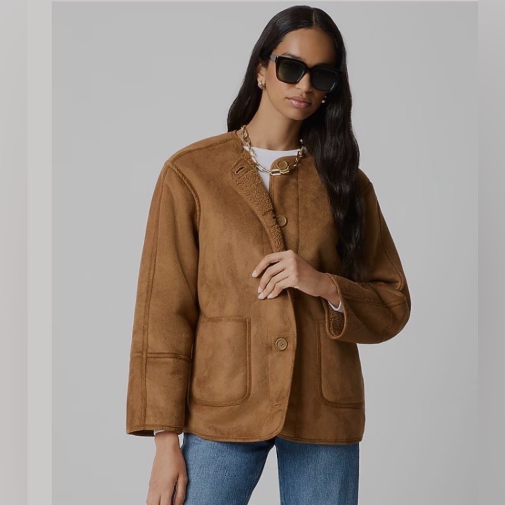 NWT J. crew Reversible sherpa and faux-suede jacket size Small